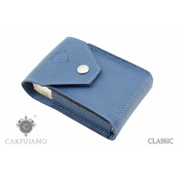 PORTAPACCHETTO SIGARETTE CLASSICHE CARTUJANO PELLE MARTELLATA BLU CJ1PCS-PMBL