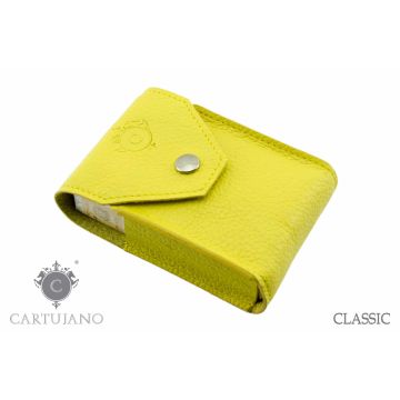 PORTAPACCHETTO SIGARETTE CLASSICHE CARTUJANO PELLE MARTELLATA GIALLA CJ1PCS-PMGI