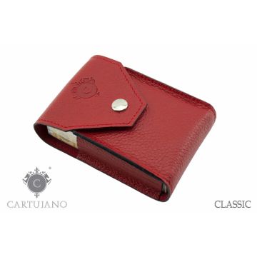 PORTAPACCHETTO SIGARETTE CLASSICHE CARTUJANO PELLE MARTELLATA ROSSA CJ1PCS-PMRO