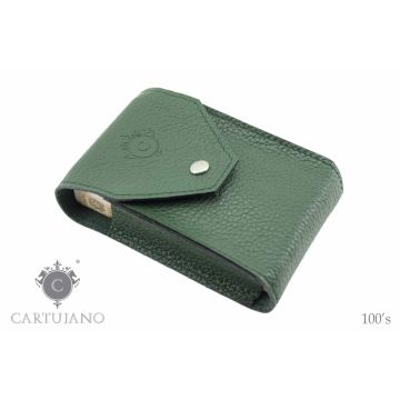 PORTAPACCHETTO SIGARETTE LUNGHE 100'S CARTUJANO PELLE MARTELLATA VERDE CJ100S-PMVE