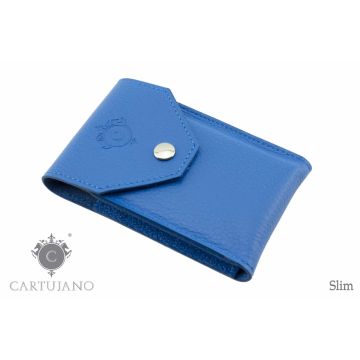 PORTAPACCHETTO SIGARETTE LUNGHE SLIM CARTUJANO PELLE MARTELLATA AZZURRA CJSLS-PMAZ