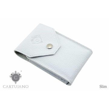PORTAPACCHETTO SIGARETTE LUNGHE SLIM CARTUJANO PELLE MARTELLATA BIANCA CJSLS-PMBI