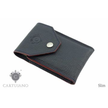 PORTAPACCHETTO SIGARETTE LUNGHE SLIM CARTUJANO PELLE MARTELLATA NERA CJSLS-PMNE