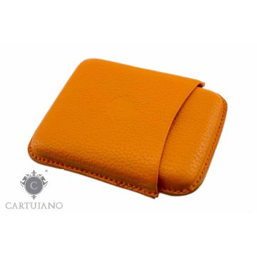PORTASIGARI ASTUCCIO TOSCANELLO CARTUJANO PER QUATTRO AMMEZZATI TOSCANI IN PELLE MARTELLATA ARANCIO CJ4AT-PMAR