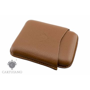 PORTASIGARI ASTUCCIO TOSCANELLO CARTUJANO PER QUATTRO AMMEZZATI TOSCANI IN PELLE MARTELLATA MARRONE CHIARO CJ4AT-PMMA