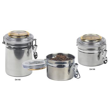 VASO PORTA TABACCO LUBINSKI ACCIAIO INOX CON IGROMETRO E UMIDIFICATORE DA100-DA150