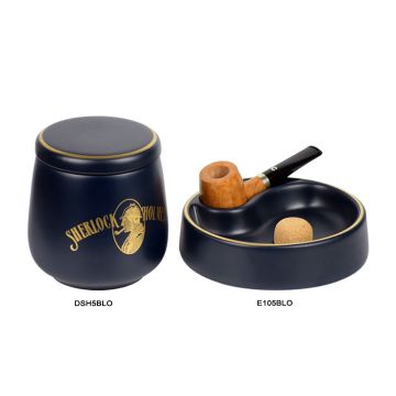 VASO PORTATABACCO BATTIPIPA POGGIAPIPA SHERLOCK HOLMES CERAMICA BLU DSH5BLO-E105BLO