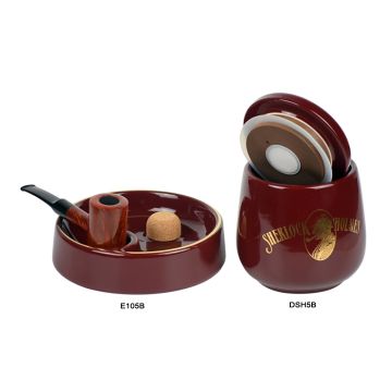 VASO PORTATABACCO BATTIPIPA POGGIAPIPA SHERLOCK HOLMES CERAMICA BORDEAUX DSH5B-E105B