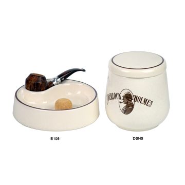 VASO PORTATABACCO BATTIPIPA POGGIAPIPA SHERLOCK HOLMES CERAMICA CRAQUELE' DSH5-E105