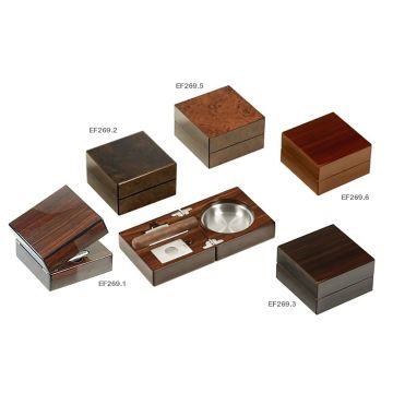 POSACENERE POSA SIGARO LUBINSKI CUBO IN LEGNO CON ACCESSORI FUMO LENTO EF269