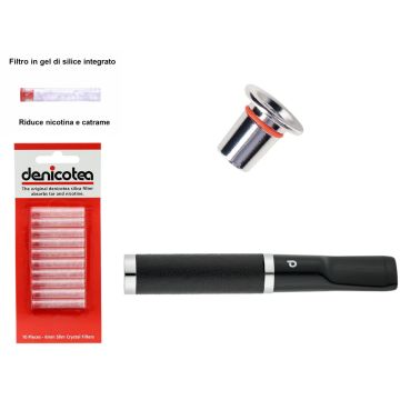 BOCCHINO DENICOTEA TWIN PELLE NERA PER SIGARETTA CLASSICA E SLIM + 10 FILTRI HD052
