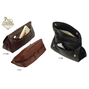 BORSELLO LUBINSKI PORTA 2 PIPE E TABACCO PELLE NAPPA I714