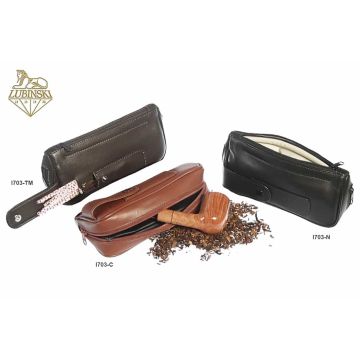 BORSELLO PORTA PIPA E TABACCO LUBINSKI CON TASCHINO ACCESSORI IN NAPPA I703