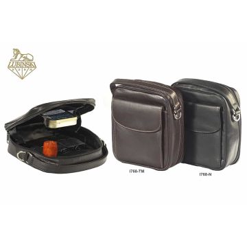 BORSELLO TROUSSE LUBINSKI PORTA 8 PIPE E TABACCO IN PELLE NAPPA I768