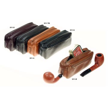 BORSA PORTA PIPA E TABACCO LUBINSKI IN PELLE DI VITELLO 3 TASCHE I811