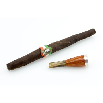 BOCCHINO PER SIGARO TOSCANO FUMA TOSCANO CORNO E RADICA SALVAFUOCO IN ARGENTO 925 BOCCHINO-CA