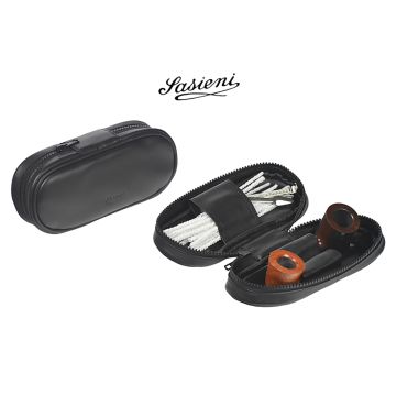 BAULETTO PORTATABACCO SASIENI PER 2 PIPE E ACCESSORI IN NAPPA IS907