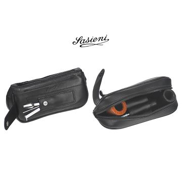 BORSA PORTATABACCO SASIENI PER 2 PIPE E ACCESSORI IN NAPPA CON TASCHINO IS903