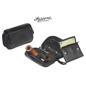 TROUSSE PORTATABACCO SASIENI PER 2 PIPE E ACCESSORI IN NAPPA IS908