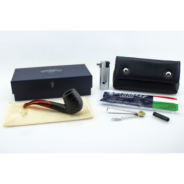 PIPA SAVINELLI COCKTAIL 601 SABBIATA NERA BOCCHINO ROSSO 9 MM + KIT ACCESSORI P391SNR-601-R-9-KIT