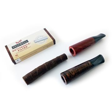 BOCCHINO PER SIGARO TOSCANO FUMA TOSCANI MARINI RADICA E METACRILATO + 10 FILTRI 9 MM - DIAMETRO 11 MM M511-10F