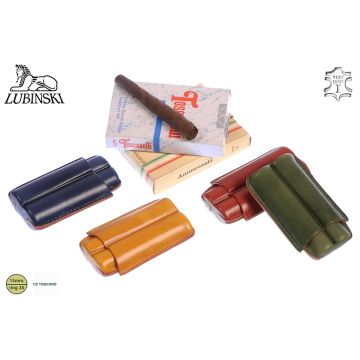 PORTASIGARI LUBINSKI ASTUCCIO IN CUOIO PER 2 MEZZI SIGARI TOSCANI TOSCANELLO M50832