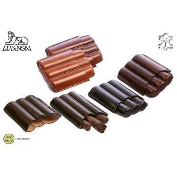 PORTASIGARI LUBINSKI ASTUCCIO SAGOMATO IN CUOIO PER 3 MEZZI SIGARI TOSCANI TOSCANELLO M50883