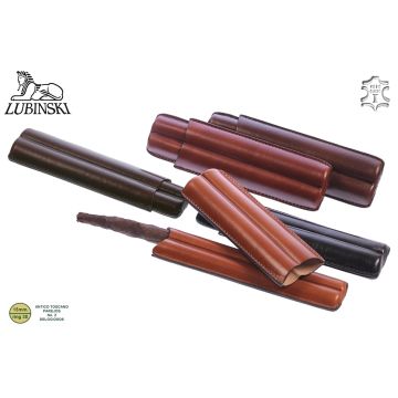 PORTASIGARI LUBINSKI SAGOMATO DA TASCA IN CUOIO PER 2 SIGARI TOSCANI INTERI M51682