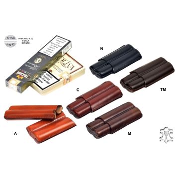 PORTASIGARI LUBINSKI IN CUOIO 2 MEZZI SIGARI TOSCANI XXL M71082