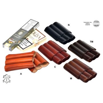 PORTASIGARI LUBINSKI IN CUOIO 3 MEZZI SIGARI TOSCANI XXL M71083