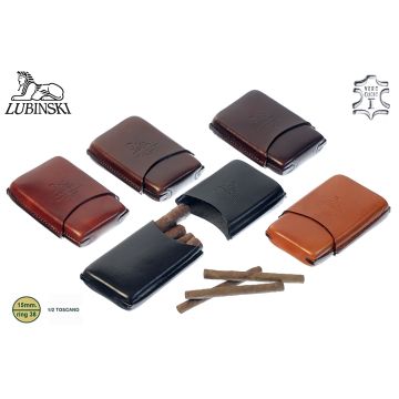 PORTASIGARI LUBINSKI ASTUCCIO PIATTO IN CUOIO PER 4 MEZZI SIGARI TOSCANI TOSCANELLO MB250984
