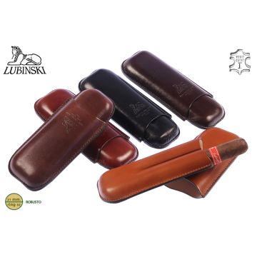 PORTASIGARI LUBINSKI LISCIO IN CUOIO DA TASCA PER 2 SIGARI ROBUSTO MB9A1282