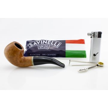 PIPA SAVINELLI PRIMO FUMO 642 APPLE CURVA LISCIA CON FILTRO E KIT ACCESSORI P288-642-KIT