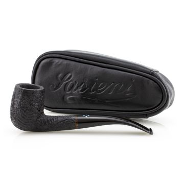 PIPA SASIENI 4 DOT RUFF ROOT DARK SANDBLASTED PASY25-SA4DOTRRDS-01 BENT BILLIARD PASY25-SA4DOTRRDS-01-BENTBIL