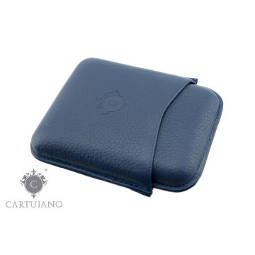 PORTASIGARI ASTUCCIO TOSCANELLO CARTUJANO PER QUATTRO AMMEZZATI TOSCANI IN PELLE MARTELLATA AZZURRA CJ4AT-PMBL