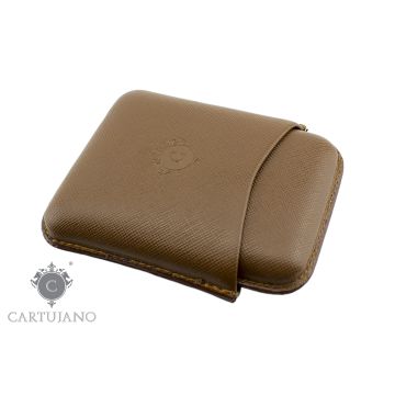 PORTASIGARI ASTUCCIO TOSCANELLO CARTUJANO PER QUATTRO AMMEZZATI TOSCANI IN PELLE SAFFIANO MARRONE CHIARO CJ4AT-PSMA