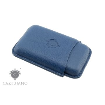 PORTASIGARI ASTUCCIO TOSCANELLO CARTUJANO PER TRE AMMEZZATI TOSCANI IN PELLE MARTELLATA BLU CJ3AT-PMBL