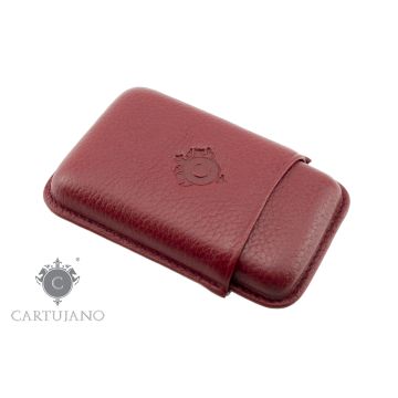 PORTASIGARI ASTUCCIO TOSCANELLO CARTUJANO PER TRE AMMEZZATI TOSCANI IN PELLE MARTELLATA BORDEAUX CJ3AT-PMRB
