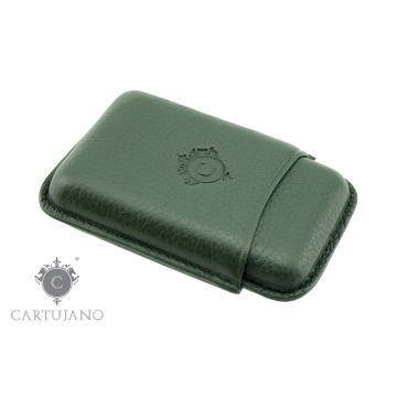 PORTASIGARI ASTUCCIO TOSCANELLO CARTUJANO PER TRE AMMEZZATI TOSCANI IN PELLE MARTELLATA VERDE CJ3AT-PMVE