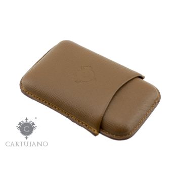 PORTASIGARI ASTUCCIO TOSCANELLO CARTUJANO PER TRE AMMEZZATI TOSCANI IN PELLE SAFFIANO MARRONE CHIARO CJ3AT-PSMA
