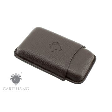 PORTASIGARI ASTUCCIO TOSCANELLO CARTUJANO PER TRE AMMEZZATI TOSCANI IN PELLE SAFFIANO MARRONE SCURO TESTA MORO CJ3AT-PSTM
