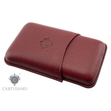 PORTASIGARI UMIDIFICATORE ASTUCCIO TOSCANELLO CARTUJANO PER TRE AMMEZZATI TOSCANI IN PELLE MARTELLATA BORDEAUX CJ3ATH-PMRB