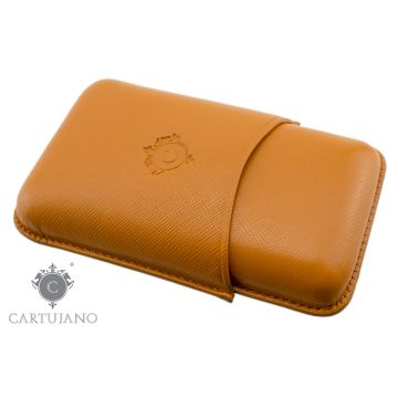 PORTASIGARI UMIDIFICATORE ASTUCCIO TOSCANELLO CARTUJANO PER TRE AMMEZZATI TOSCANI IN PELLE SAFFIANO ARANCIO CJ3ATH-PSAS