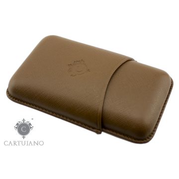 PORTASIGARI UMIDIFICATORE ASTUCCIO TOSCANELLO CARTUJANO PER TRE AMMEZZATI TOSCANI IN PELLE SAFFIANO MARRONE CJ3ATH-PSMA