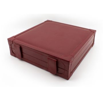 SCATOLA PORTASIGARI DA VIAGGIO HUMIDOR CARTUJANO QUADRATO PELLE MARTELLATA ROSSA CARTUJANO-TRAVEL-QPMRO