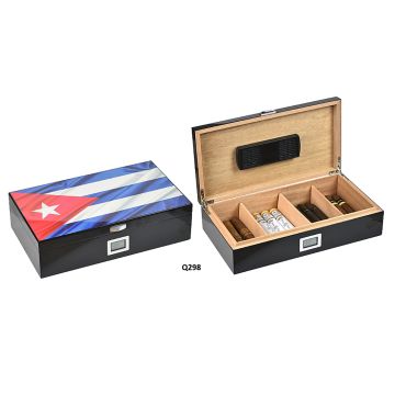 SCATOLA HUMIDOR UMIDIFICATORE LUBINSKI PER 60 SIGARI CUBAN FLAG Q298