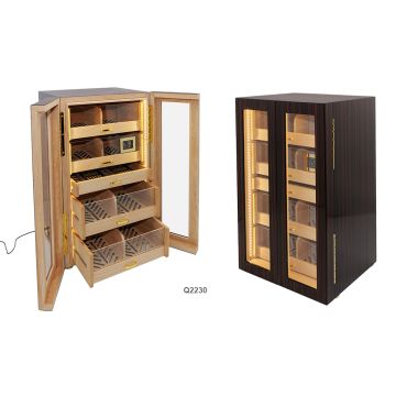 VETRINA HUMIDOR PORTASIGARI LUBINSKI IN EBANO CON 5 CASSETTI E LED Q2230