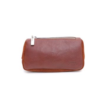 BORSA PORTA DUE PIPE E TABACCO SAVINELLI IN PELLE CUOIO E CAMOSCIO COLOR MATTONE T236M-MAR-TIG