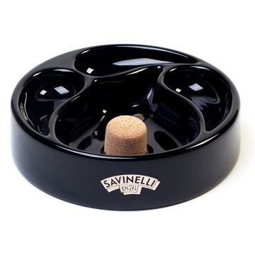 POSACENERE POSA PIPA BATTI PIPA SAVINELLI 3 POSTI NERO IN CERAMICA W1008-NERO
