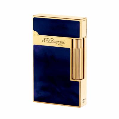 S.T. DUPONT LIGNE 2 LIGHTER ATELIER YELLOW GOLD NATURAL LACQUER BLUE 016134